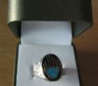 Silver and turquoise bear claw ring