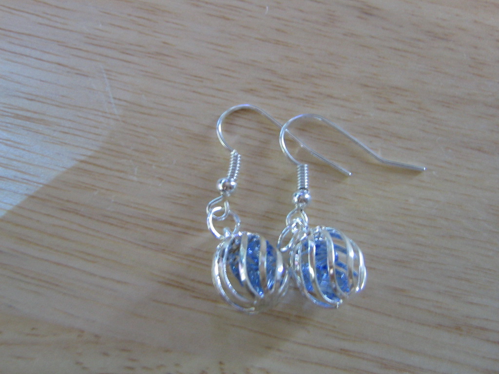 Blue cage earrings