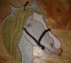 Gold and silver horse head hanger