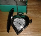 Heart filigree watch necklace